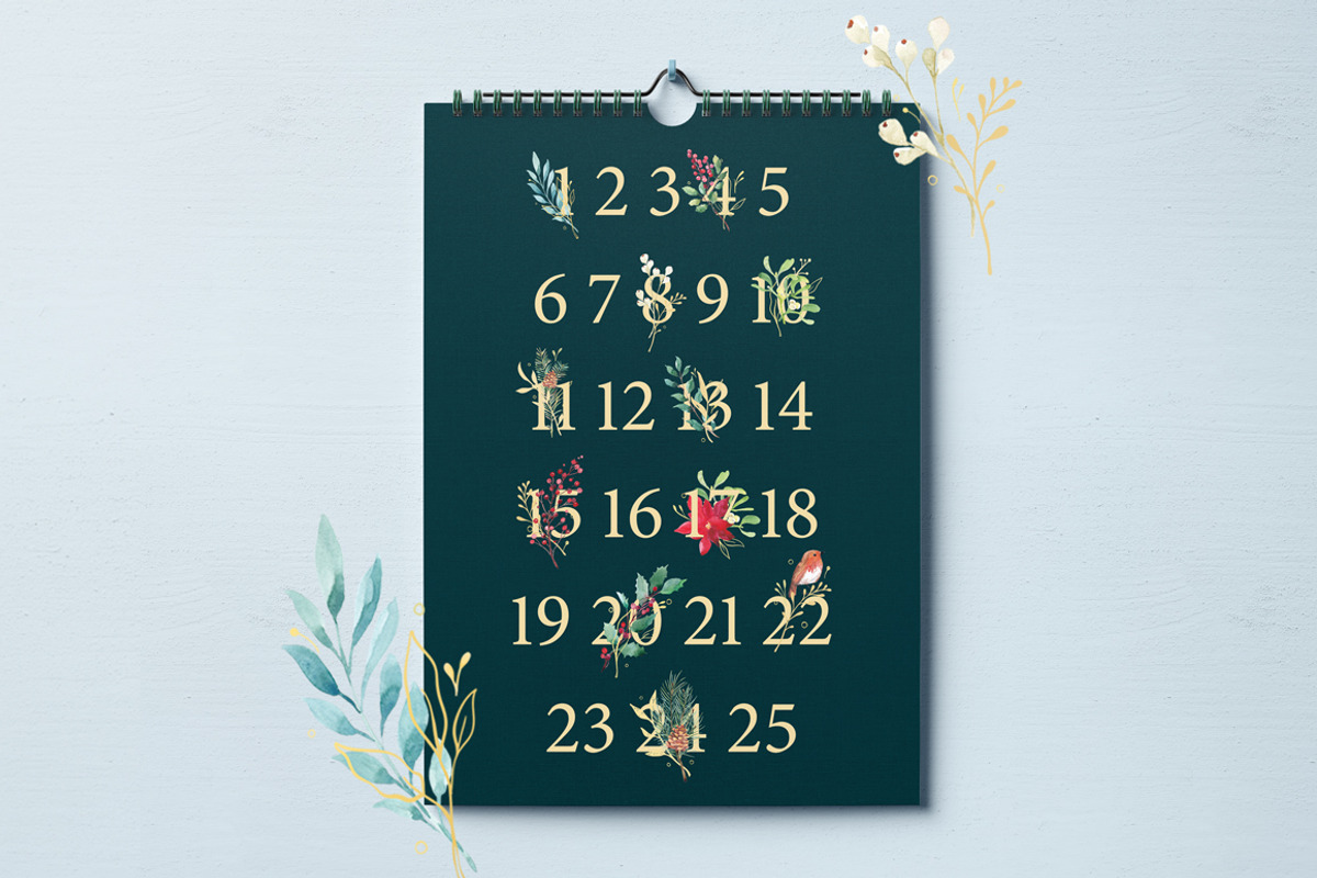 Merry Christmas watercolor set, a Poster Template by Anna's Lettering (Photo 18 of 18)