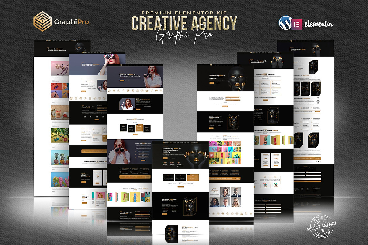 GraphiPro -Digital Elementor Pro Kit, a Websites & App Template by Select Agency Designs (Photo 1 of 8)