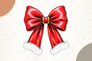 Christmas Coquette bow Png, an Illustration by Watercolor design