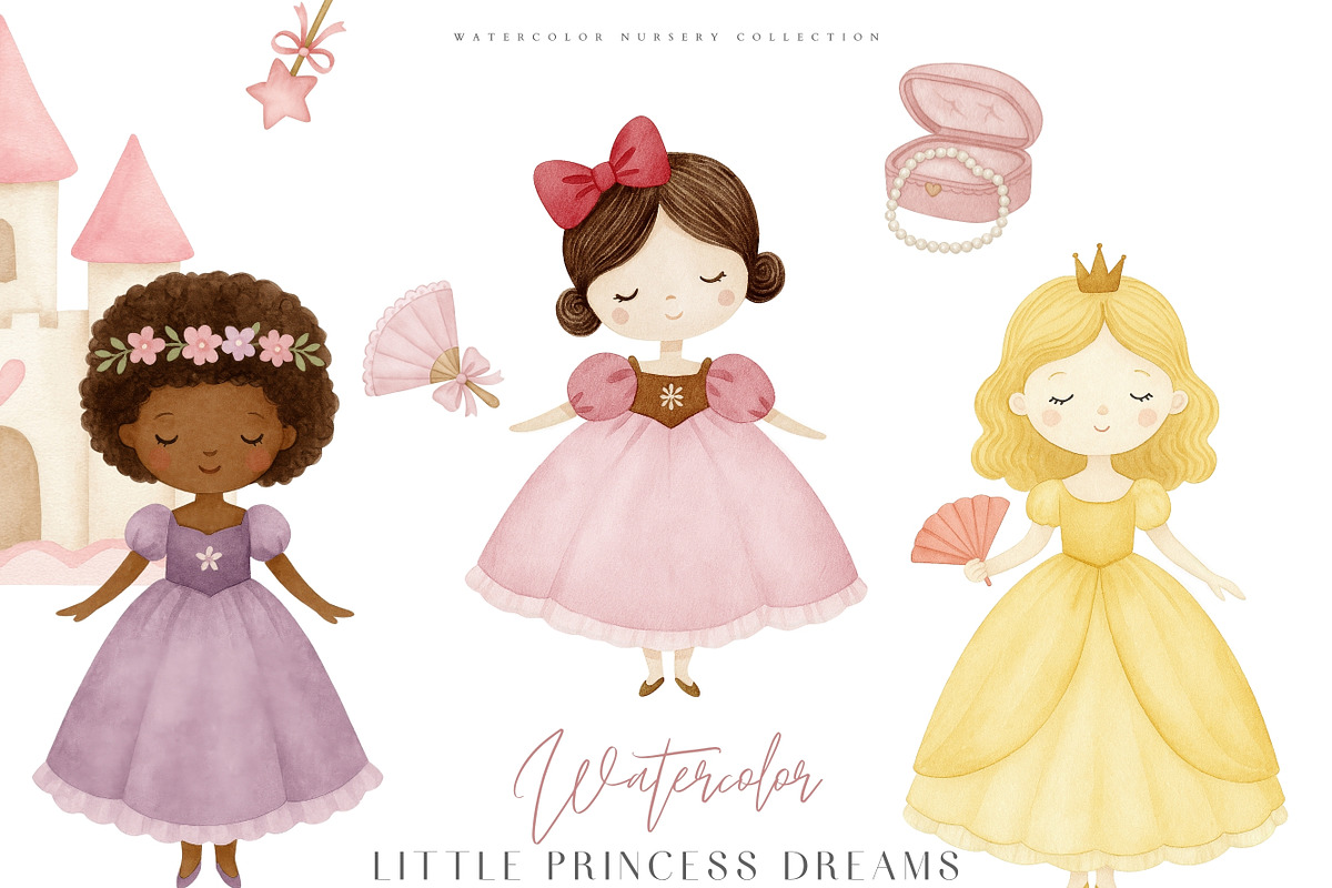 Watercolor Little Princess Clipart, an Illustration by Pati Paints (Photo 1 of 12)