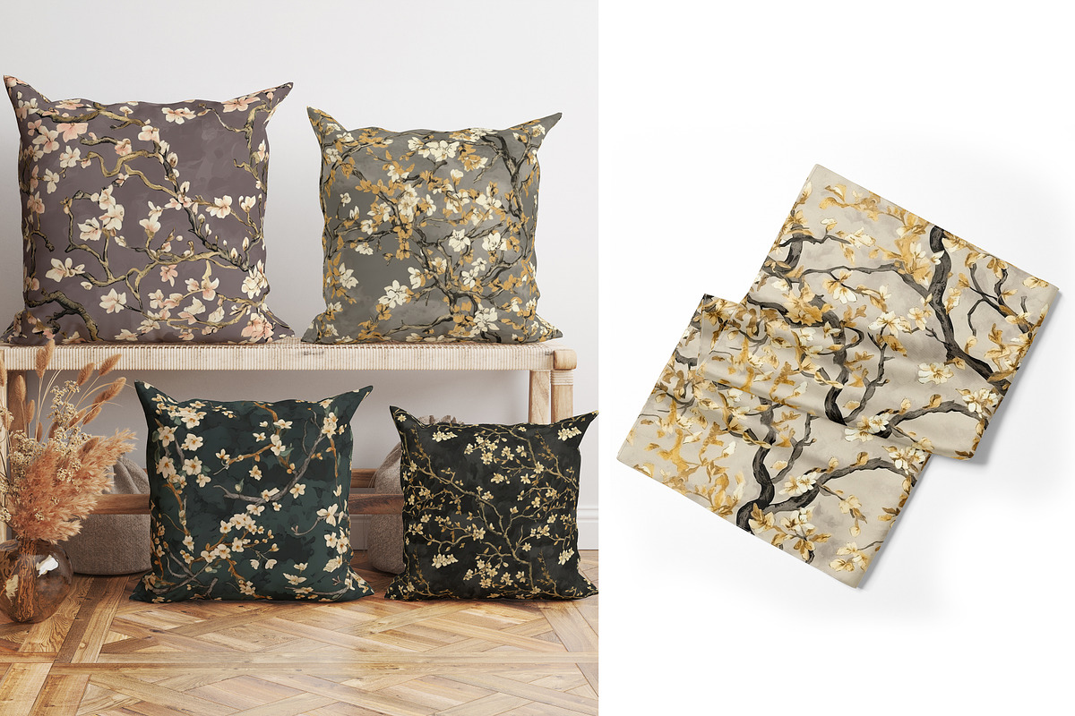 Almond Tree Branch Patterns, a Pattern Graphic by Ninterints