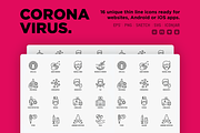 Coronavirus | 16 Thin Line Icons, an Outline Icon by Alex Blogoodf (Thumbnail 2 of 15)