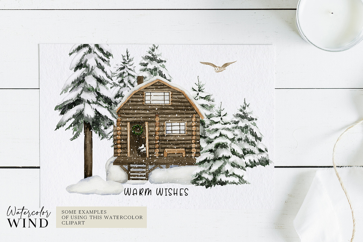 Christmas Forest Cabin Clipart, an Illustration by Ksenia Shmakova (Photo 6 of 13)