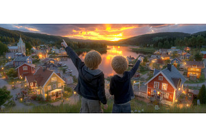 As sunset approaches, a father and, a Person Photo by ZinetroN
