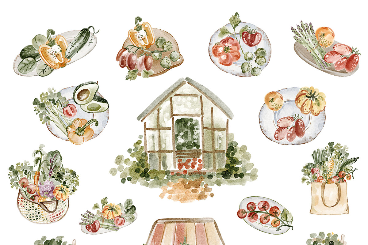 Hand-Painted Vegetable Clipart, a Food Illustration by LenArt (Photo 4 of 15)