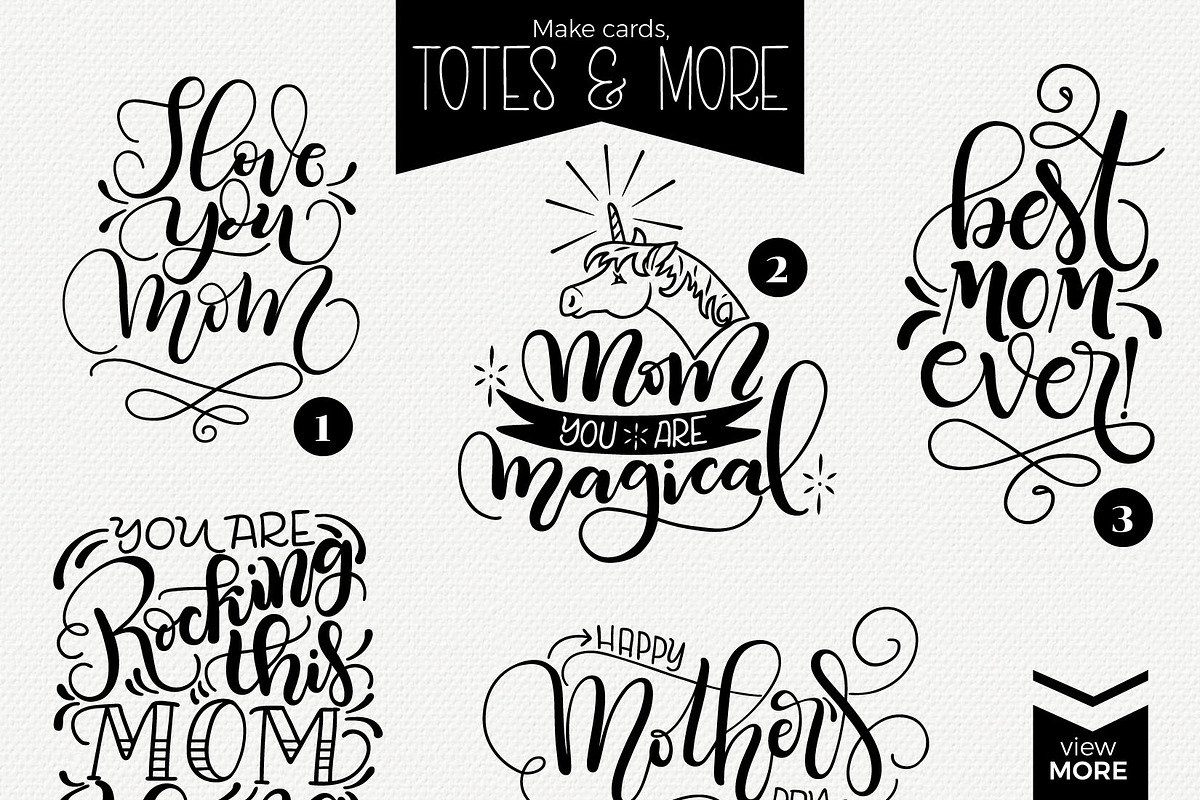 The Best Mom lettering quote bundle, an Illustration by HowJoyful  (Photo 2 of 9)