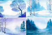 Winter Landscapes. Watercolor., an Illustration by AlexGreenArt (Thumbnail 3 of 4)