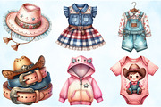 Watercolor Cowgirl Baby Clothes PNG, an Illustration by Craft Nest (Thumbnail 5 of 6)