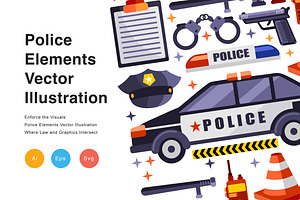 Police Elements Vector Illustration, a Work Illustration by KAZ by IanMikraz Studio