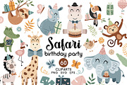 Safari birthday clipart, an Animal Illustration by JulzaArt (Thumbnail 1 of 6)