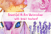 Watercolor Animal and Flowers Bundle, an Animal Illustration by Violet LeBeaux (Thumbnail 3 of 5)