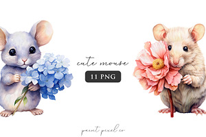 Mouse And Flower Clipart