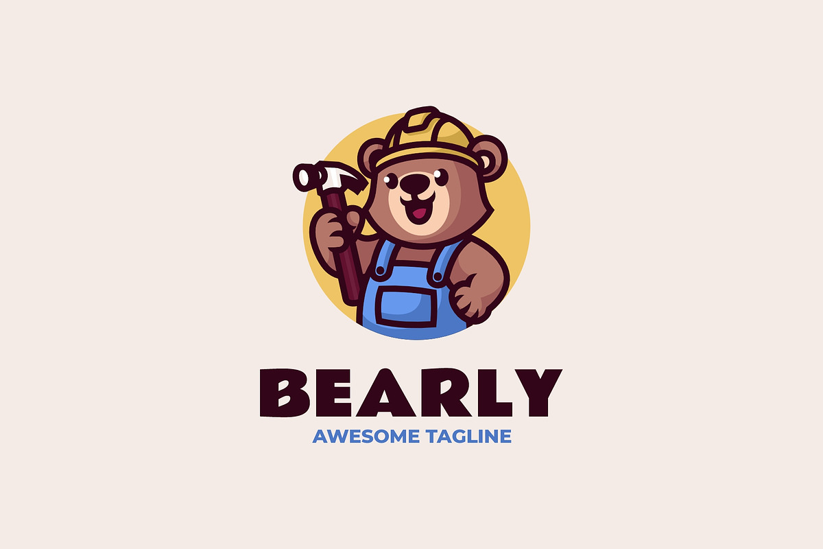Bear Builder Mascot Logo Design, a Branding & Logo Template by Artnivora.Std
