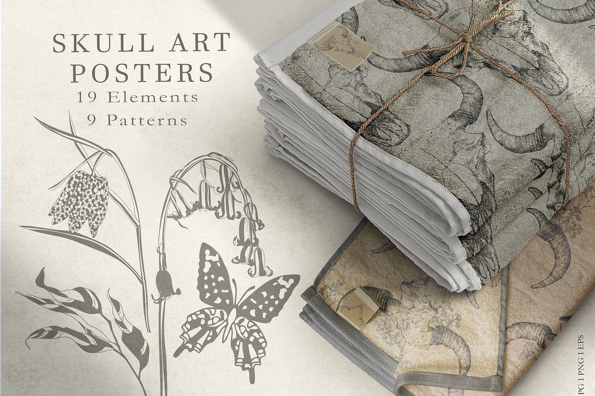 SKULL ART POSTERS, a Texture Illustration by LanaDzi (Photo 4 of 9)