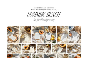 SUMMER BEACH Stationery Card Mockups