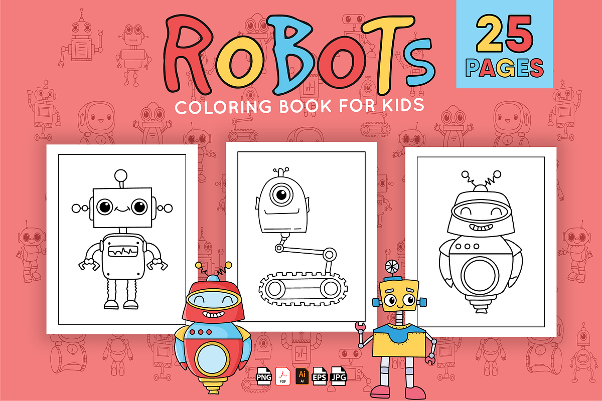Robots Coloring Pages for Kids, a Technology Illustration by Sultana177 (Photo 3 of 3)