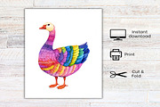 Watercolor Colorful Goose Clipart, an Illustration by Canvas Craft (Thumbnail 7 of 7)