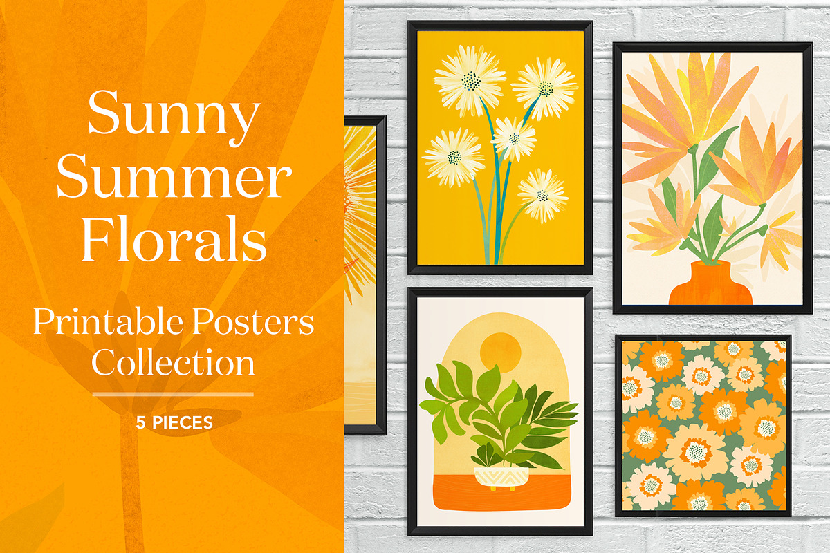 Summer Botanical Printable Posters, a Decorative Illustration by kristiangallagher (Photo 1 of 3)