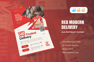Red Modern Delivery - Flyer, a Flyer Template by AQR Studio