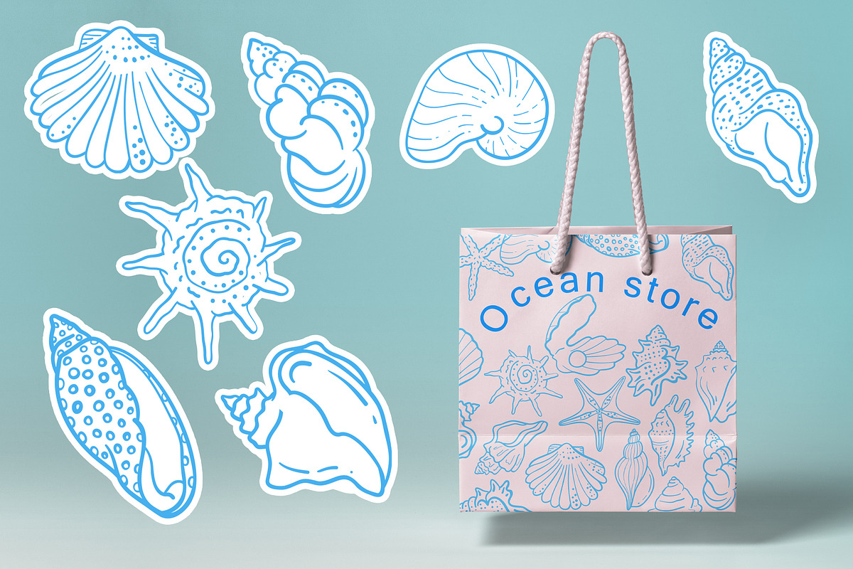 Seashells Lineart, a Seasonal Illustration by Carpet Tapete Pretzel (Photo 3 of 8)