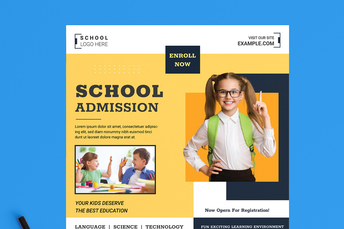School Admission Flyer Template, a Flyer Template by MightyDesign (Photo 2 of 8)