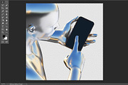 3d metallic man touching the phone., an Object Graphic by Mary P (Thumbnail 2 of 2)