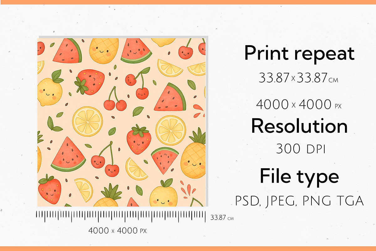Cute Summer Fruits Pattern, a Pattern Graphic by Casa Mandarina (Photo 3 of 8)