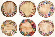 Watercolor Round Wooden Clipart, an Illustration by DreamCafeArt (Thumbnail 2 of 5)