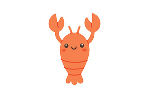 Cute cartoon lobster with smiling, an Animal Illustration by GraphiShop