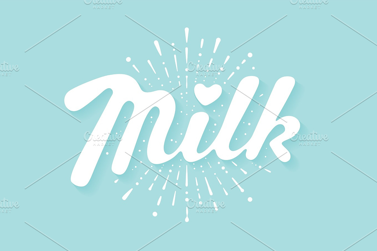 Lettering Milk and milk drop splash, a Food Illustration by Foxys ...