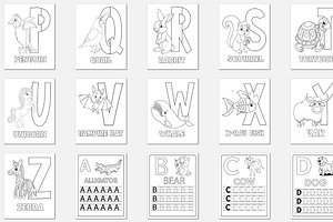 78 Happy Animal Alphabet Coloring