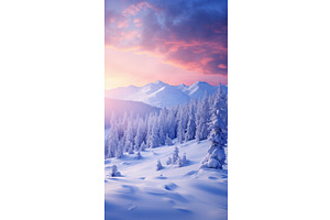 A Snow Covered Mountain With Trees