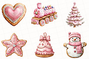 Pink Christmas Gingerbread Clipart, an Illustration by OK Design (Thumbnail 4 of 5)