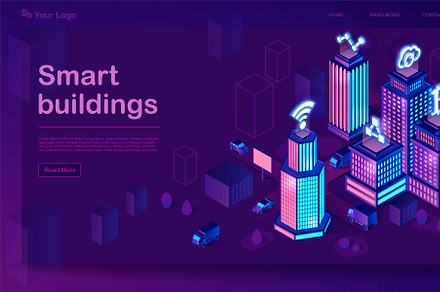 Smart buildings isometric concept, a Landing Page Template by The img