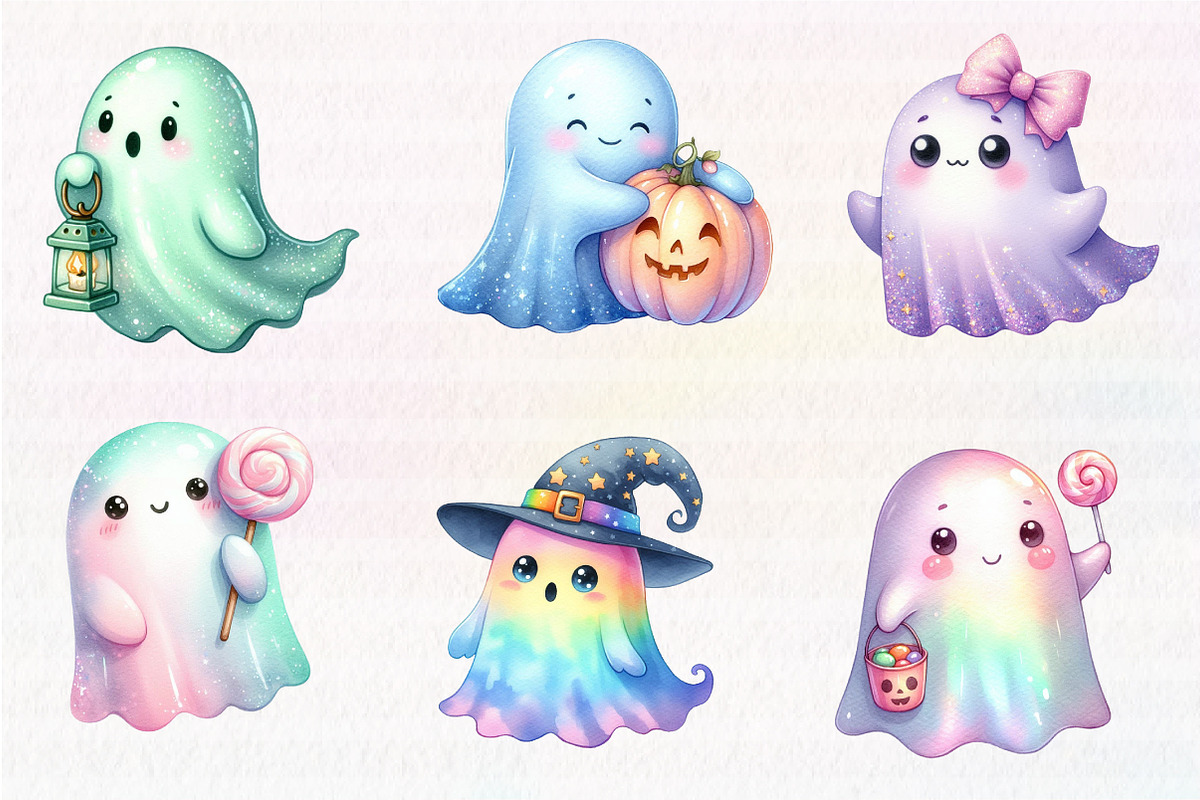 Halloween Pastel Iridescent Ghost, an Illustration by CreationArt (Photo 4 of 5)