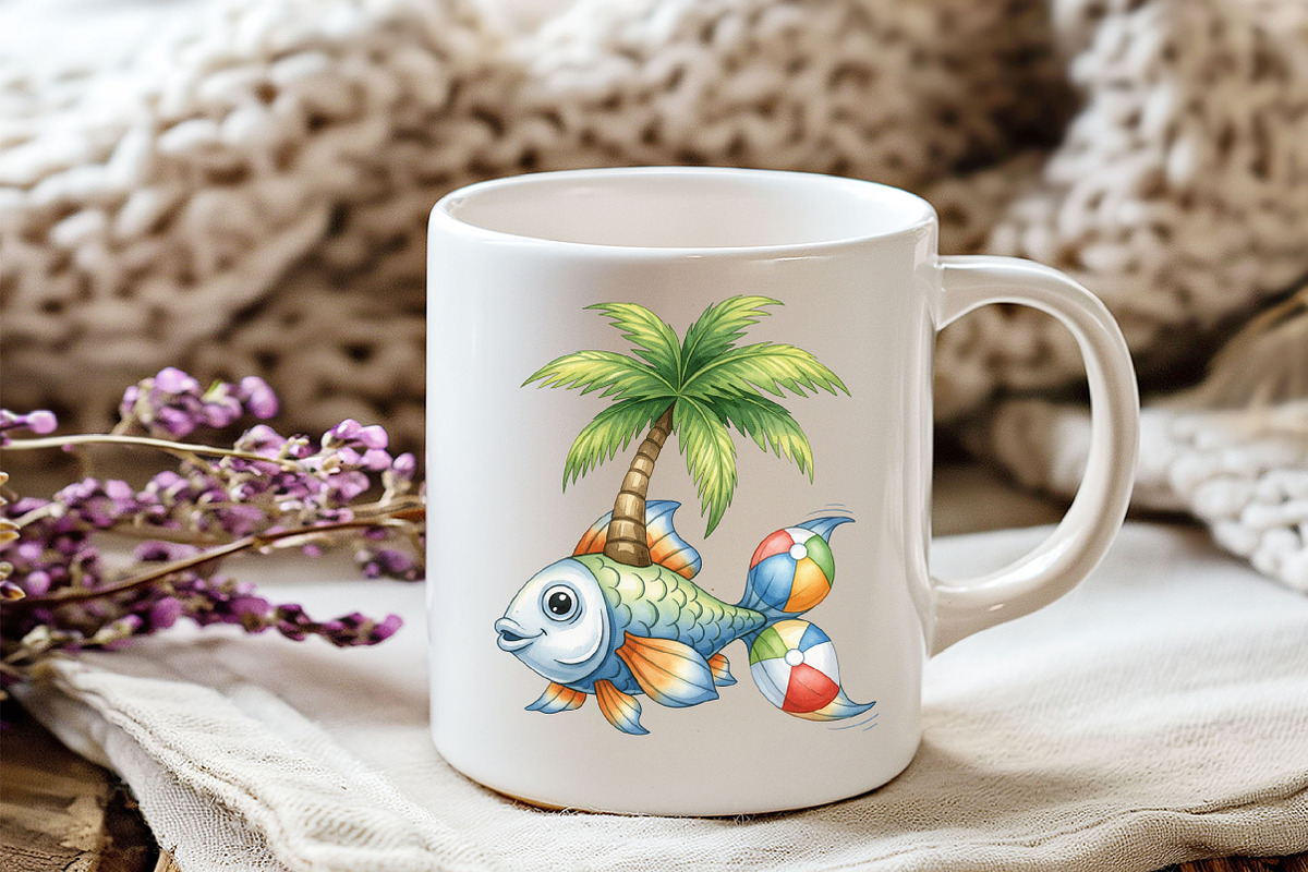 Quirky Whimsical Summer Fishes Clipa, an Illustration by Watercolor design (Photo 6 of 6)