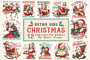 Retro Girl Christmas Sublimation, a Seasonal Illustration by LemonDesign (Thumbnail 1 of 14)