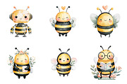 Cute Bee Clipart, an Illustration by Design Market (Thumbnail 3 of 4)