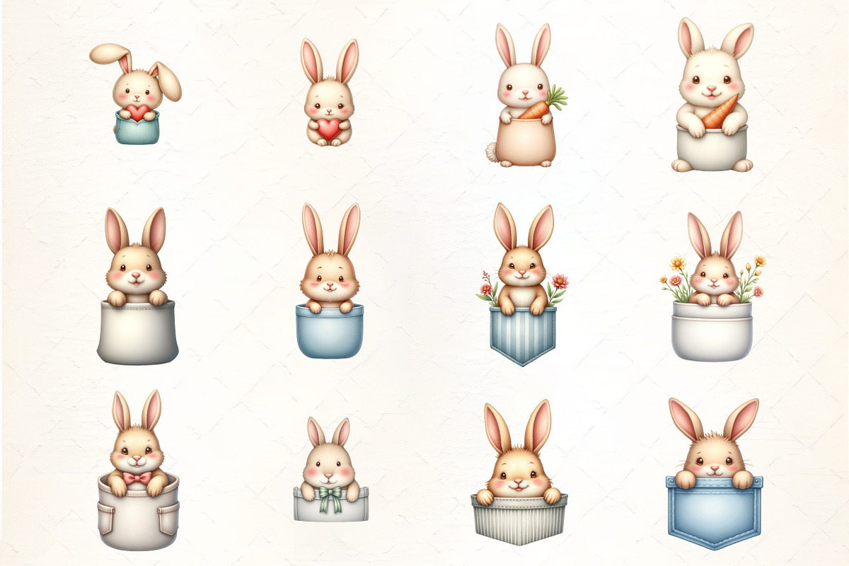 Bunny Pocket Shirt Sublimation Bundl, an Illustration by CrexoraLab (Photo 4 of 5)