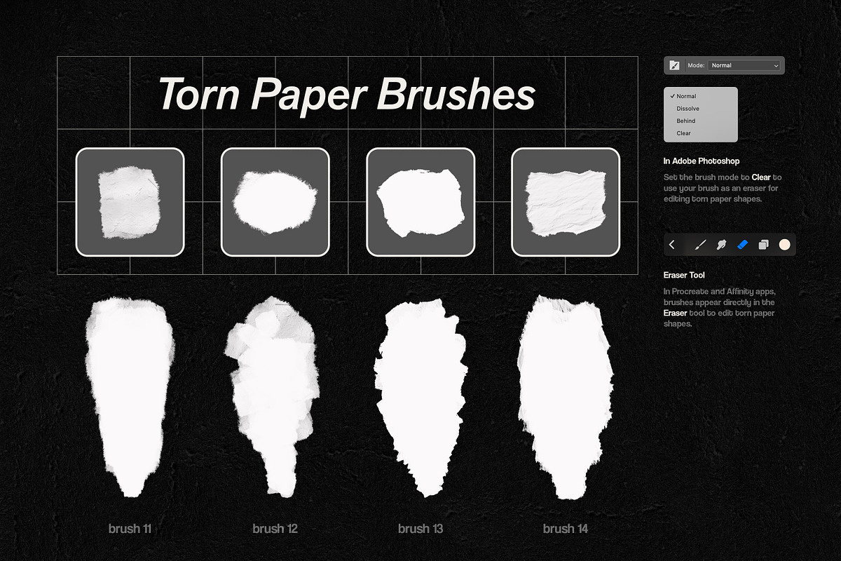 Photoshop Torn Paper Brushes, a Brush Add-On by brushapes.com (Photo 7 of 12)