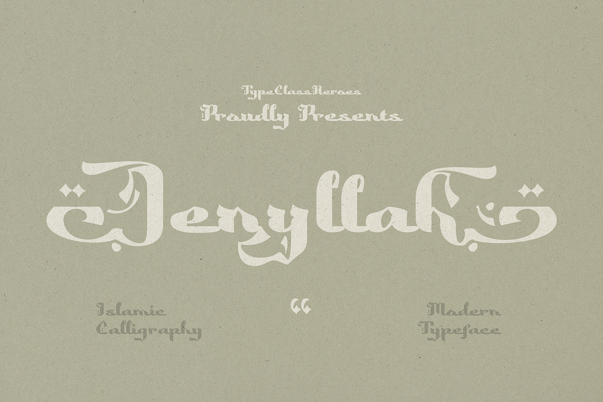 Jenyllah - Islamic Calligraphy, a Script Font by TypeClassHeroes (Photo 1 of 10)