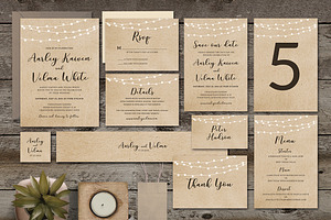 Brown Wedding Invitation Suite