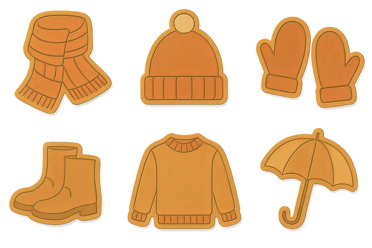 Autumn clothing set featuring scarf,, an Illustration by Dvoevnore photos