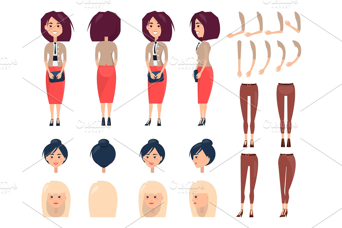 Happy Girl in Cute Dress Color Vector Illustration, a Person ...