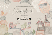 Collagraph Art Procreate Brushe, a Brush Add-On by JSquarePresents (Thumbnail 2 of 9)
