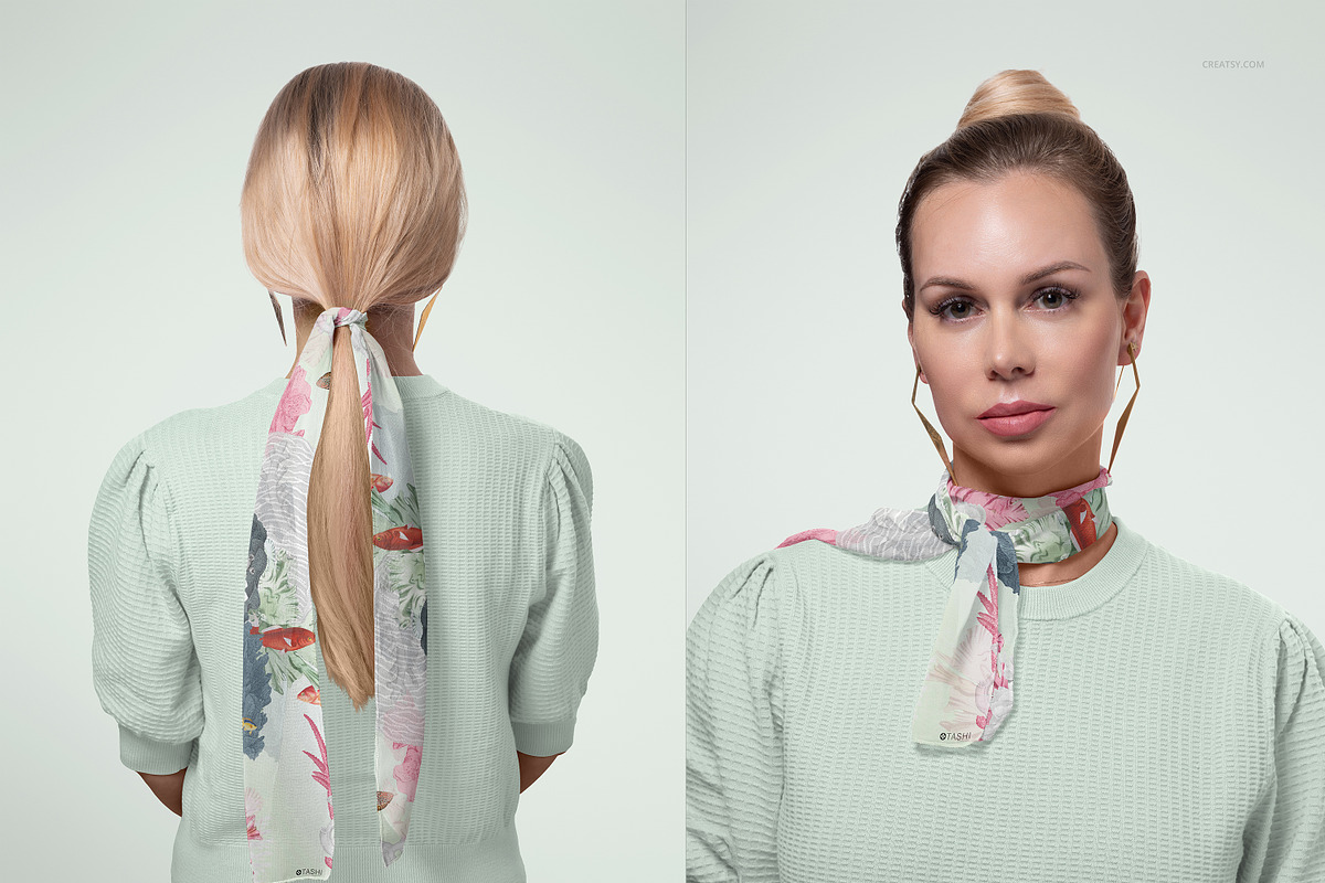 13x103cm Chiffon Silk Scarf Mockup, a Mask Mockup by creatsy5 (Photo 5 of 9)
