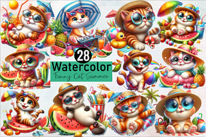 Funny Cat Summer PNG Sublimation Cli, an Illustration by SVGArt