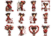 Whimsical Valentine Cute-girl, an Illustration by Designking (Thumbnail 3 of 5)