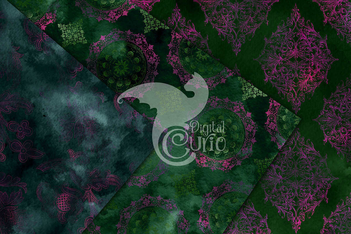 Watercolor Plum Damask Textures, a Texture Graphic by Digital Curio (Photo 5 of 7)