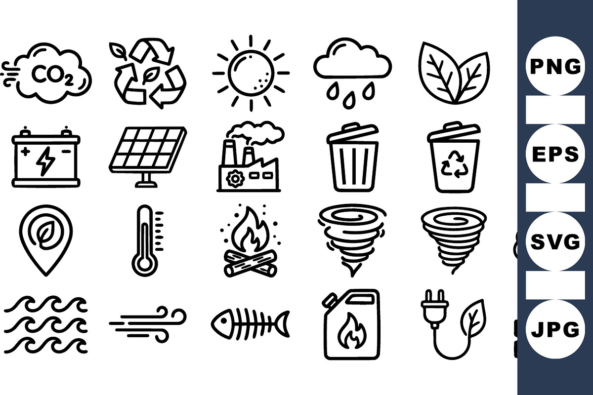 Eco Friendly Line Icon Set, an Illustration by designvectx (Photo 1 of 3)
